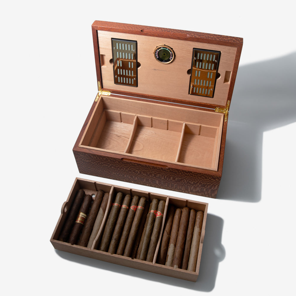 Cigar Humidor - Lacewood with Spanish Cedar Lining - 80 Capacity (ONLINE ORDER ONLY)