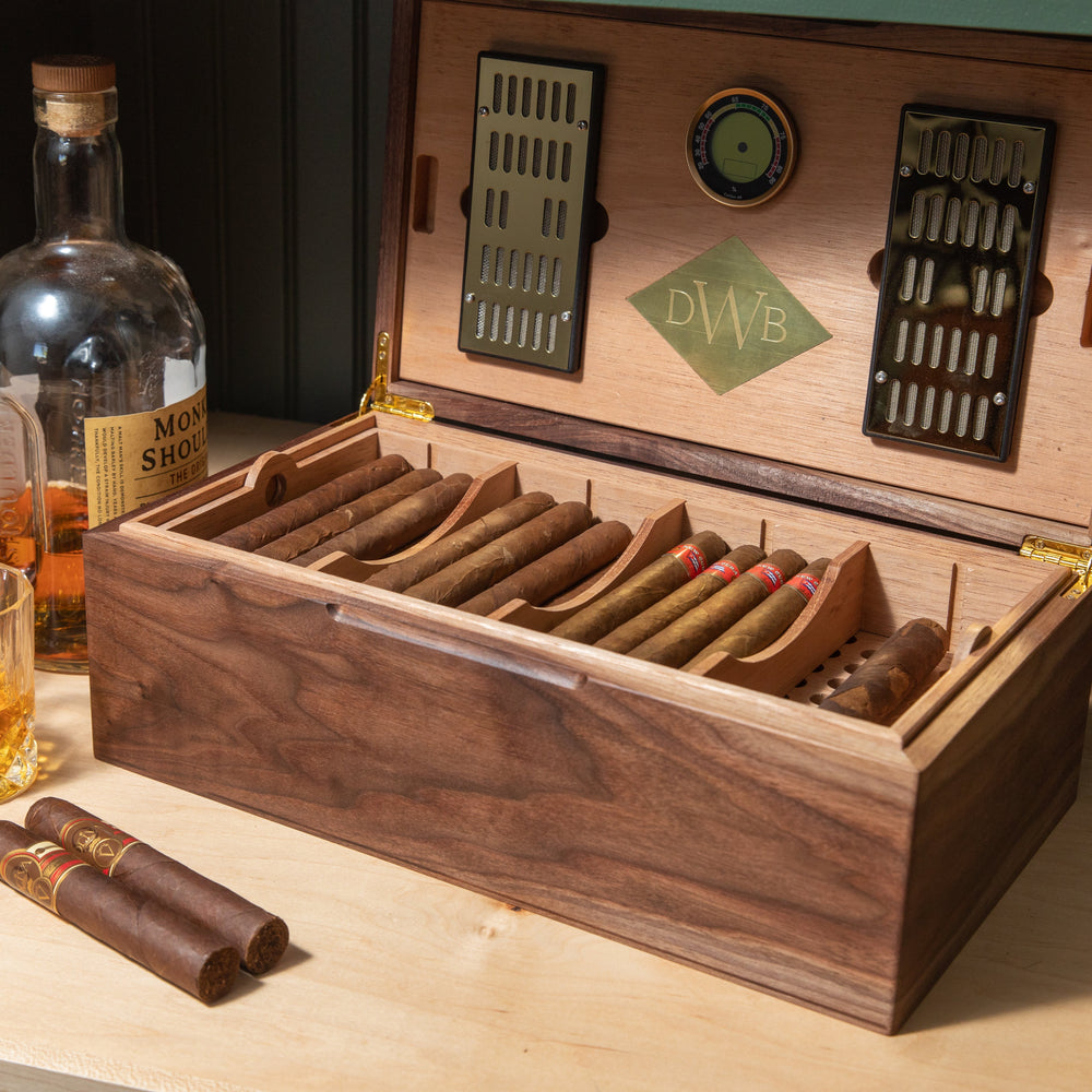 Cigar Humidor - Black Walnut with Spanish Cedar Lining - 80 Capacity (ONLINE ORDER ONLY)