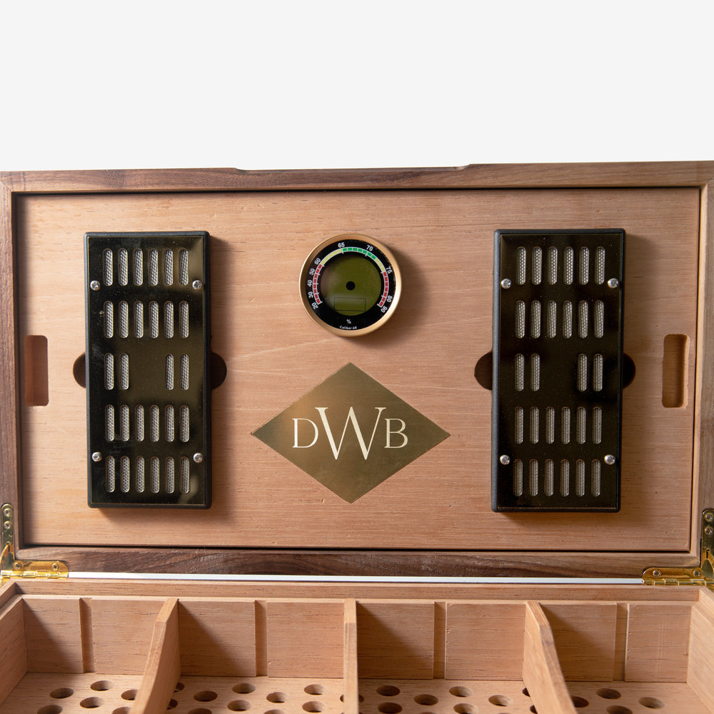 Cigar Humidor - Black Walnut with Spanish Cedar Lining - 80 Capacity (ONLINE ORDER ONLY)