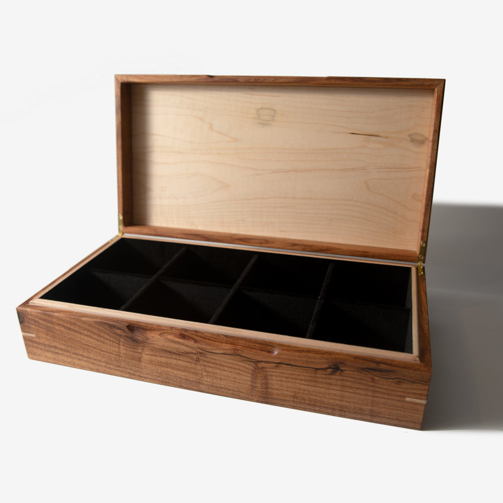Watch Box - Desert Mesquite and Curly Maple - 8 Watch Compartments (ONLINE ORDER ONLY)