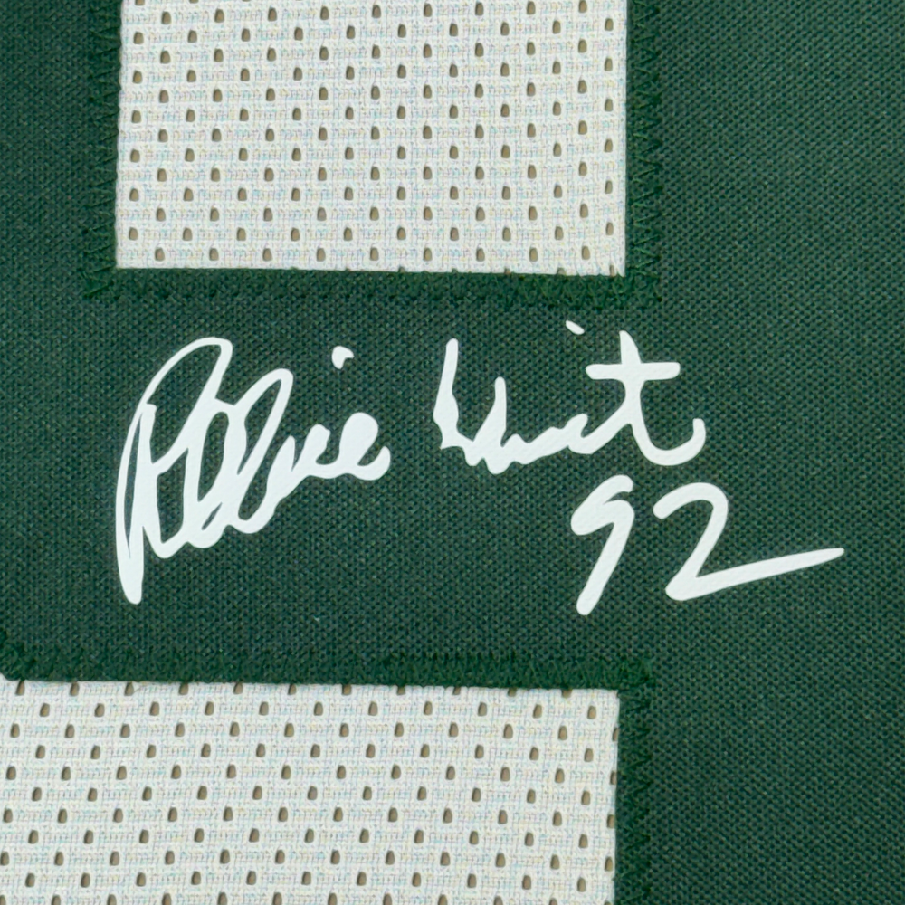 Framed Facsimile Autographed Reggie White 35x39 Green Bay White Reprint Laser Auto Football Jersey (ONLINE ORDER ONLY)
