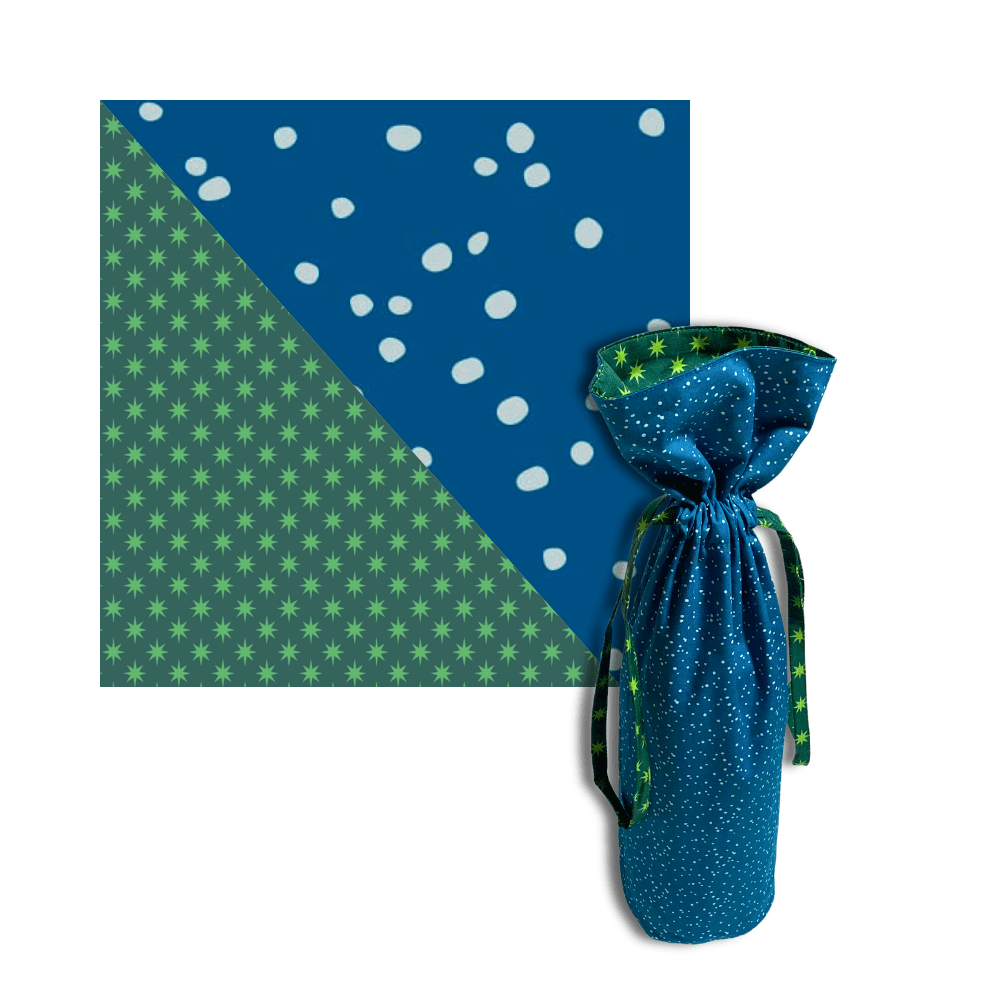 Large Reusable Fabric Wine Gift Bag | Snow & Stars (ONLINE ORDER ONLY)