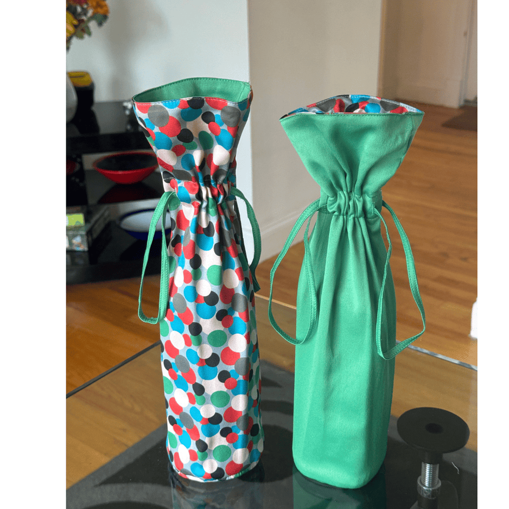 Large Reversible Reusable Fabric Wine Gift Bag | Polka Dots (ONLINE ORDER ONLY)