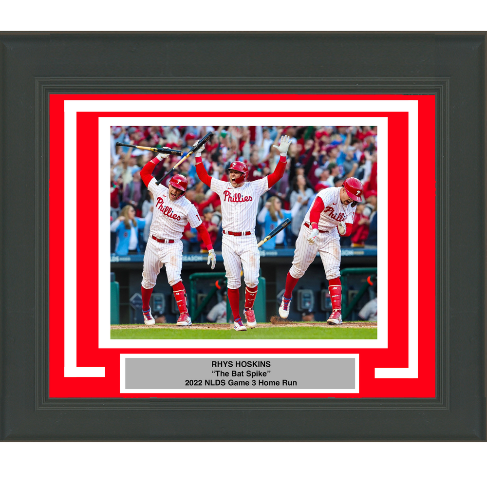 Framed Rhys Hoskins 2022 NLDS Bat Spike Philadelphia Phillies 8x10 Baseball Photo (ONLINE ORDER ONLY)