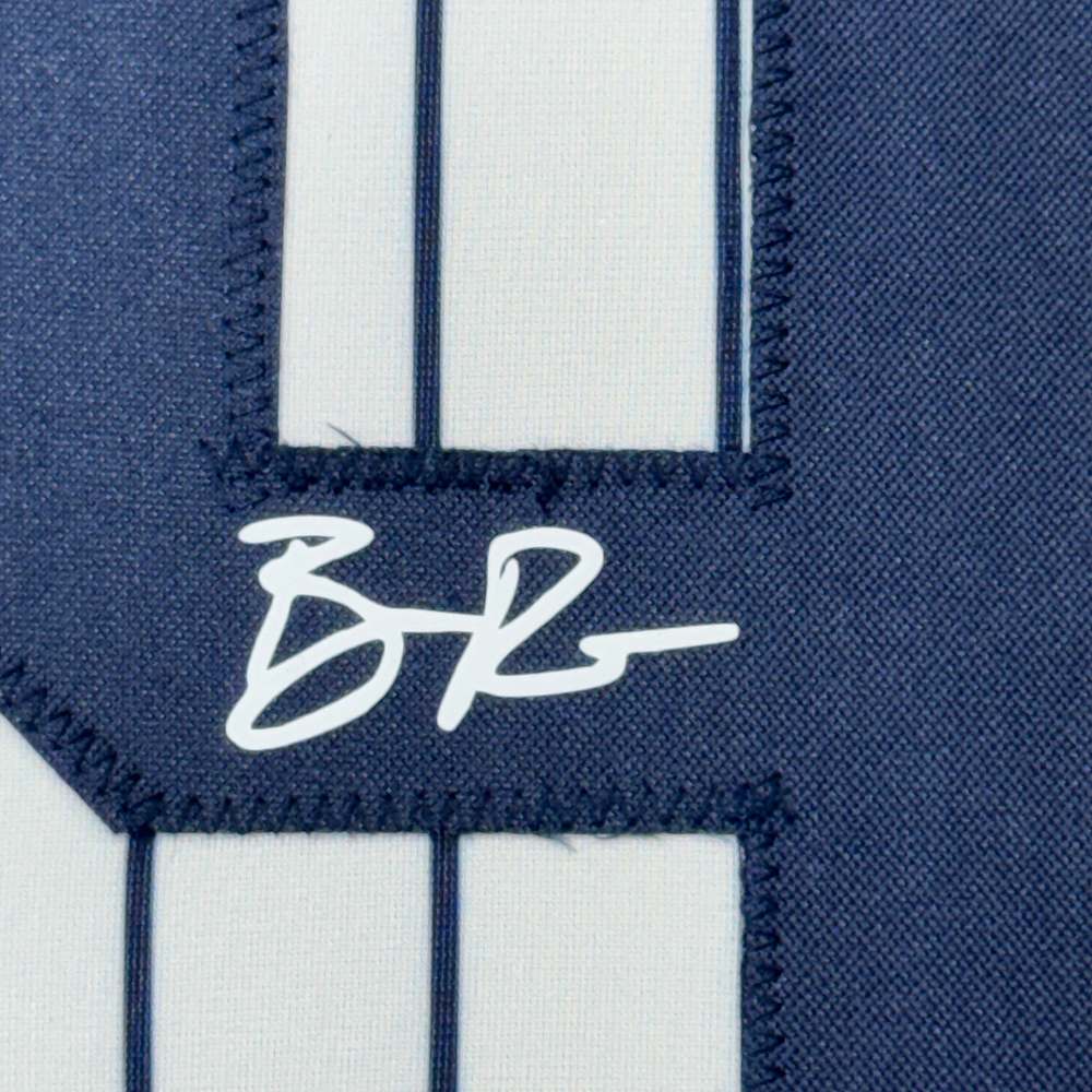 Framed Facsimile Autographed Ben Rice 35x39 New York Pinstripe Reprint Laser Auto Baseball Jersey (ONLINE ORDER ONLY)