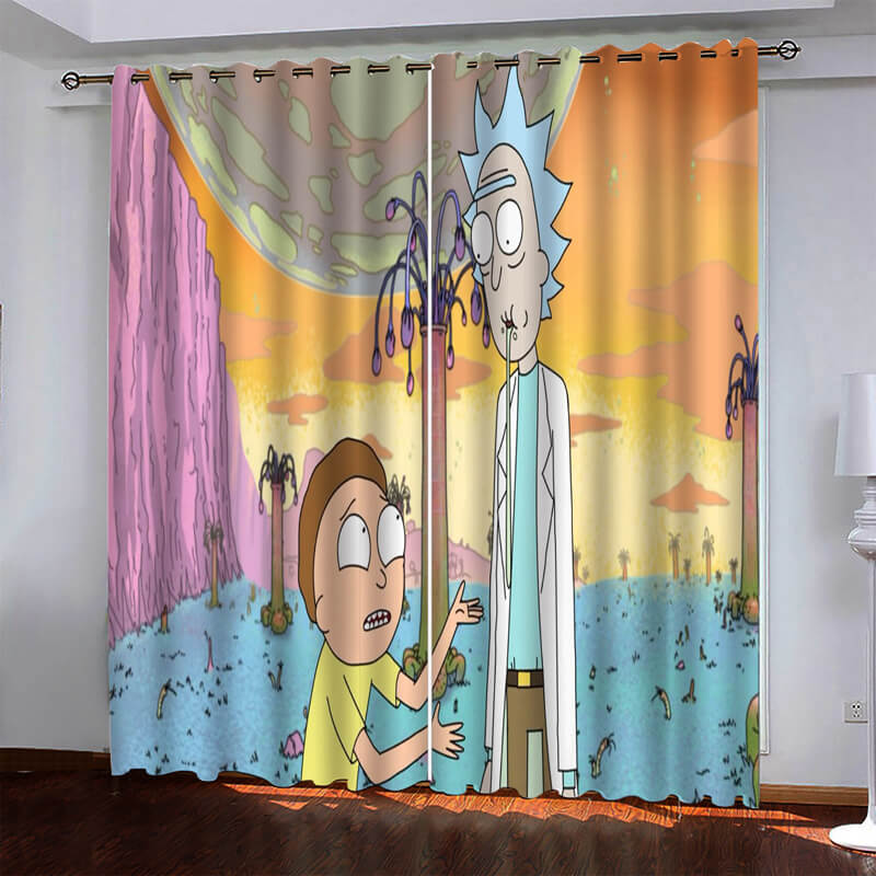 Rick and Morty Curtains Pattern Blackout Window Drapes (Online Order Only)
