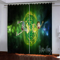 Rick and Morty Curtains Pattern Blackout Window Drapes (Online Order Only)