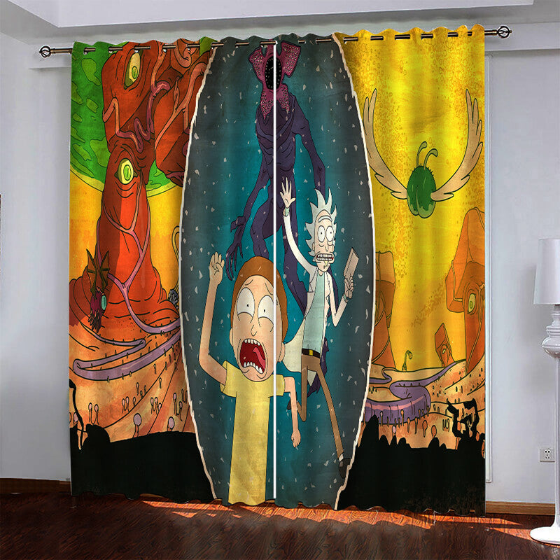 Rick and Morty Curtains Pattern Blackout Window Drapes (Online Order Only)