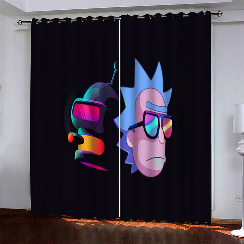 Rick and Morty Curtains Pattern Blackout Window Drapes (Online Order Only)