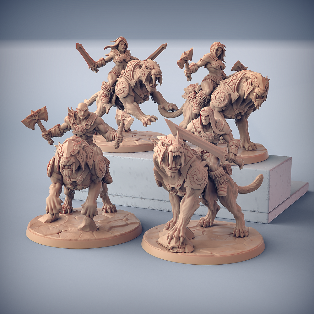 3D Printed Artisan Guild Smilodon Riders Dragonpeak Barbarians 28mm 32mm (Online Only)