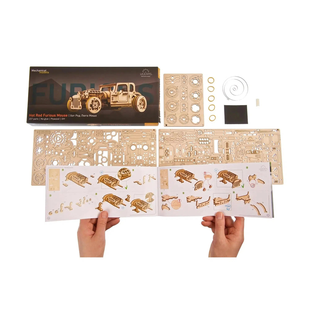 Rod Furious Mouse 3D Wood Model Kit UGEARS (ONLINE ORDER ONLY)