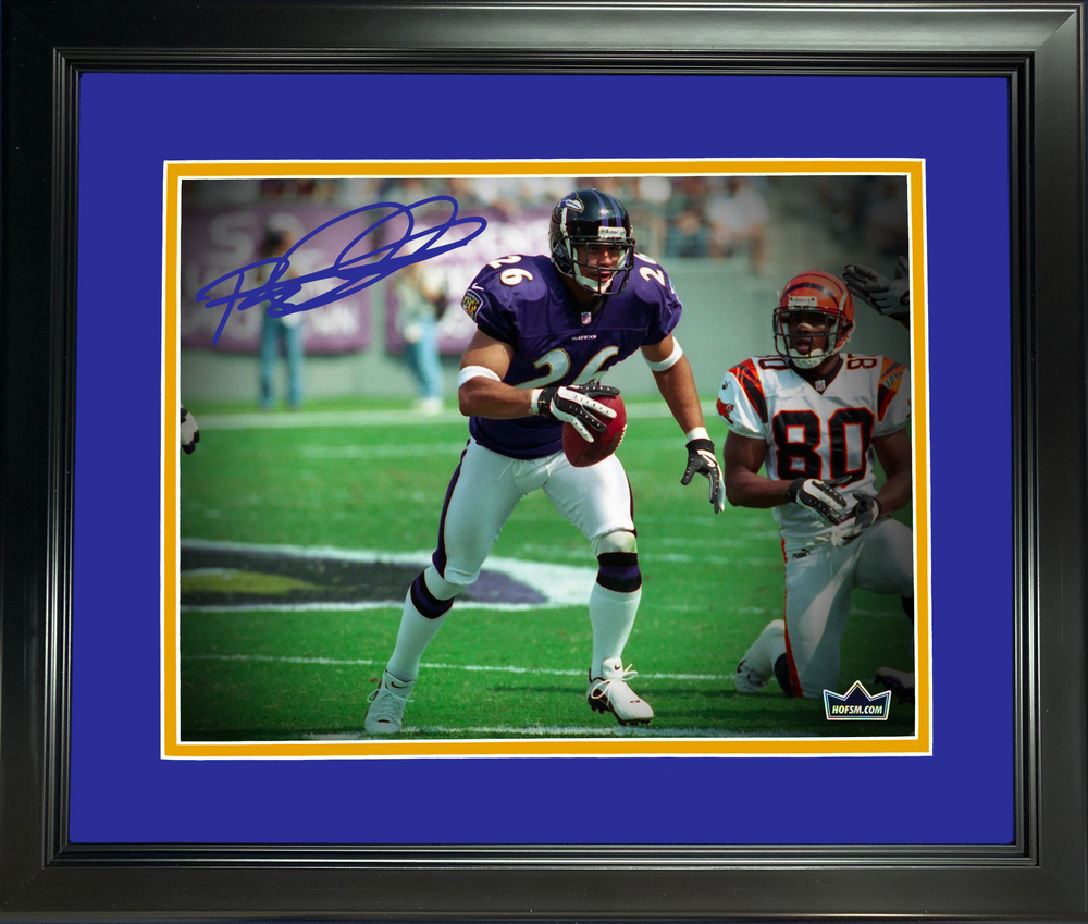 Framed Rod Woodson Facsimile Laser Engraved Signature Auto Baltimore Ravens 11"x14"Football Photo HOFSM Holo (ONLINE ORDER ONLY)