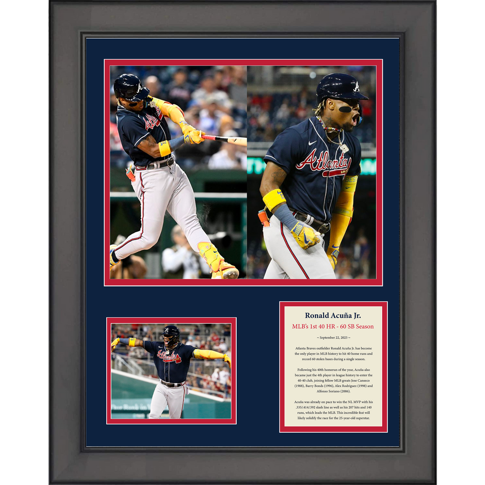 Framed Ronald Acuna Jr. MLB's First 40-60 Season Baseball 11"x14" Three Photo Collage (ONLINE ORDER ONLY)