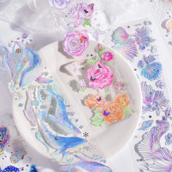 3Pcs Jellyfish Rose Butterfly Laser Sticker DIY Scrapbooking Happy Planning Photo Album Deco Stickers Art Kawaii Stationery (ONLINE ORDER ONLY)