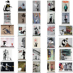 67PCS Banksy Sculptures Flower Thrower Stickers Cool Street Art Graffiti Decals for Luggage Laptop Skateboard Phone Bicycle (Online Order Only)
