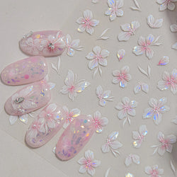 Embossed Flower Pink Butterfly Lucky Peach Blossom Chic Spring Petal 5D Soft Relief Adhesive Nail Art Stickers Manicure Decals (Online Order Only)