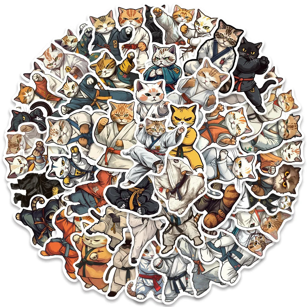 50pcs Cool Cartoon kungfu Cats Stickers Kids Toy DIY Waterproof Graffiti For Luggage Laptop Guitar Phone Car Decals (ONLINE ORDER ONLY)