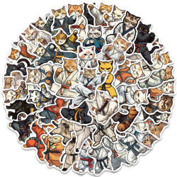 50pcs Cool Cartoon kungfu Cats Stickers Kids Toy DIY Waterproof Graffiti For Luggage Laptop Guitar Phone Car Decals (ONLINE ORDER ONLY)