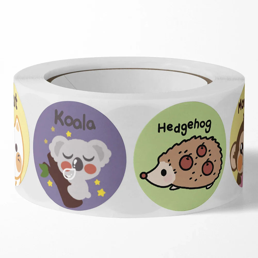 100-500pcs Kids Cute Cartoon Animals Praise Stickers 1Inch Labels for Children Teaching Toy Gift Card Party Packaging Wrapping (Online Order Only)