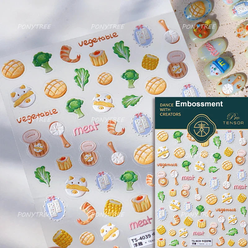 Soda Fruit Beverage Bottle Bear Watermelon Popsicle Dessert Ice Cream Cat Cherry Strawberry Bow Summer Nail Art Stickers Decals (ONLINE ORDER ONLY)