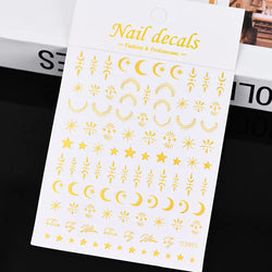 Gold Silver Wing Nail Art Stickers 3D Metal Chain Heart Love Sun Moon Star Gel Polish Adhesive Manicure Slider Decor Accessories (ONLINE ORDER ONLY)