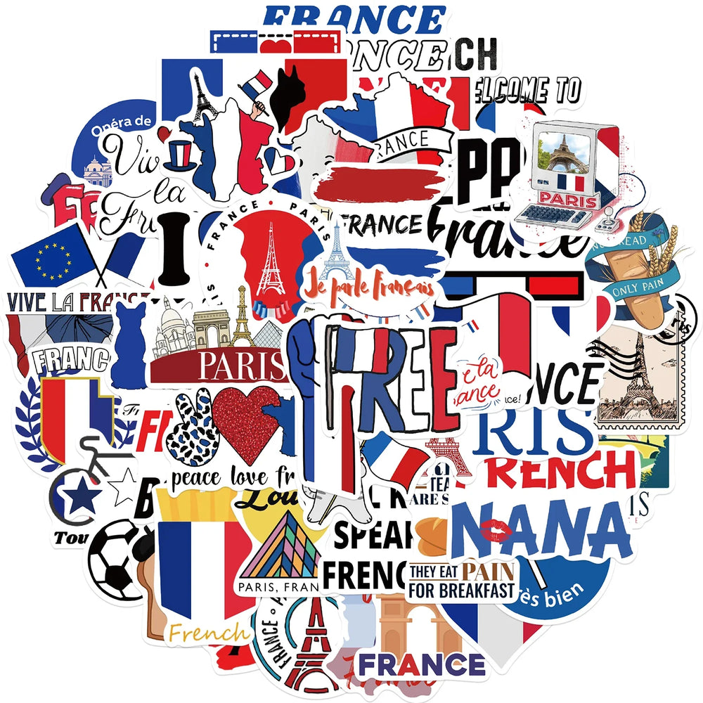 50PCS French Pop Style Stickers Aesthetic Phone Laptop Fridge Water Bottle DIY Waterproof Graffiti Cartoon Simple Sticker Pack (ONLINE ORDER ONLY)