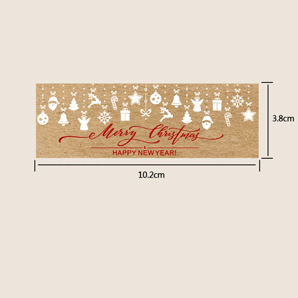 150pcs/roll Merry Christmas Stickers Kraft Paper Christmas Gift Packaging Labels For Envelopes Cards Gift Baking Decoration (ONLINE ORDER ONLY)