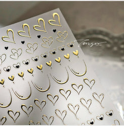 Line Love Heart Arc French Romantic Curve Punk Attitudinal Hollow Geometric Figure Adhesive Nail Art Stickers Manicure Decals (Online Order Only)