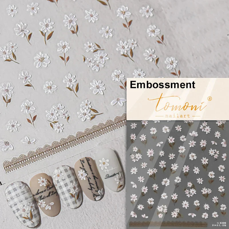 Dried Flowers Rose Butterfly Love Heart Golden Stroke Flying Crane Silver Adhesive Nail Art Stickers Rhinestone Manicure Decals (ONLINE ORDER ONLY)