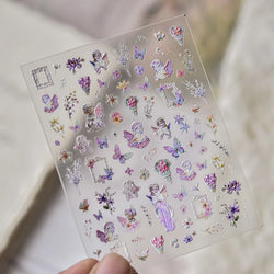European Garden Angel Wing White Rose Flower Bed Vase Lace Bowknot Statue Adhesive Nail Art Decoration Sticker Manicure Decals (ONLINE ORDER ONLY)