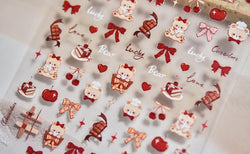 Bowknot Bear Cake Chocolates Food Star Cherry Apple Cook Love Heart Adhesive Nail Art Sticker Rhinestone Reliefs Manicure Decal (ONLINE ORDER ONLY)
