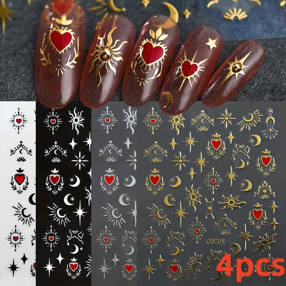5/8Pcs 3D Hawaiian Flowers Nail Art Stickers Summer Decors with Tropical Leaves Slider Vibrant Pink & White Flowers for Parties* (ONLINE ORDER ONLY)