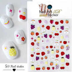 1Pc Summer Nail Art Sticker Lemon Nail Decal Nail Art Supplies Cute Fruit Strawberry Cherry Watermelon Avocado Lemon Nail Design (ONLINE ORDER ONLY)