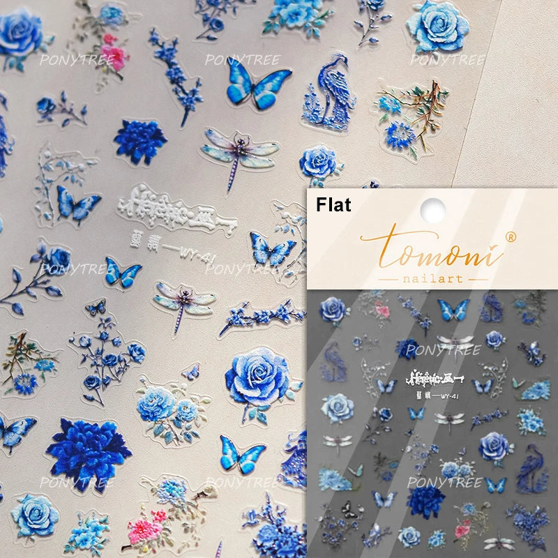 Lace Butterfly Hollow Out Fabric Romantic Flower Pattern Chic Adhesive Nail Art Sticker Rhinestone Manicure Decals Nail Supplies (ONLINE ORDER ONLY)