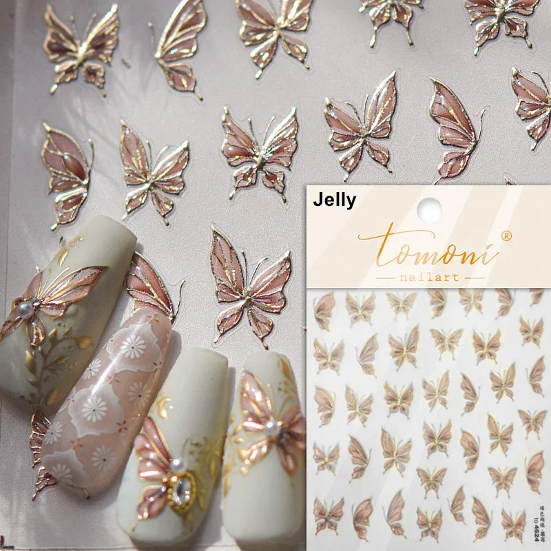 Dreamy Chic Butterfly Flower Bowknot Square Rhinestone Crystal 5D Self Adhesive Nail Art Stickers Fantasy Shiny Manicure Decals (ONLINE ORDER ONLY)