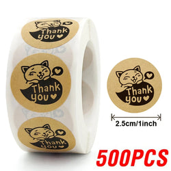 100-500pcs Thank You Cats Stickers For Kids Reward Stickers Thanksgiving Labels Toys 6 Beautiful Designs Stationery stickers (ONLINE ORDER ONLY)