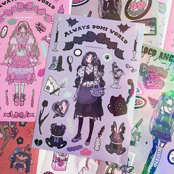 Korean ins Sweet Cool Girl Sticker Diary Scrapbooking DIY Album Decoration Sticker Aesthetic Stationery Art Supplies Personalizd (ONLINE ORDER ONLY)