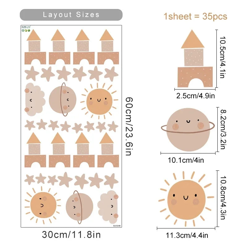 Boho Rainbow Sun Nursery Wall Decals Stickers Kids Room Decor (Online Order Only)