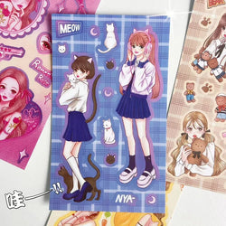 4pcs Cute Sweet Campus Girl Sticker Scrapbooking Decorative Diary DIY Idol Album Kawaii Stationery Stickers Art Supplies (ONLINE ORDER ONLY)