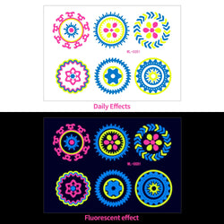 1pc Bohemia Fluorescent Sticker Luminous Temporary Tattoos Stickers UV Glow Fluorescent Tattoo Waterproof For Body Art Decals *& (Online Order Only)