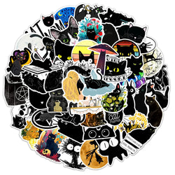 Anime Black Cat Stickers - 10/30/50/100PCS for Skateboard, Laptop, Helmet, Phone, Luggage, Car, Kid Toy, Graffiti Decals (Online Order Only)