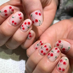 1Pc Sweet Cute Fresh Red Cherry Pattern Nail Stickers Self Adhesive Fruit Design Decals Women & Girls Homemade Manicure Supplies (ONLINE ORDER ONLY)