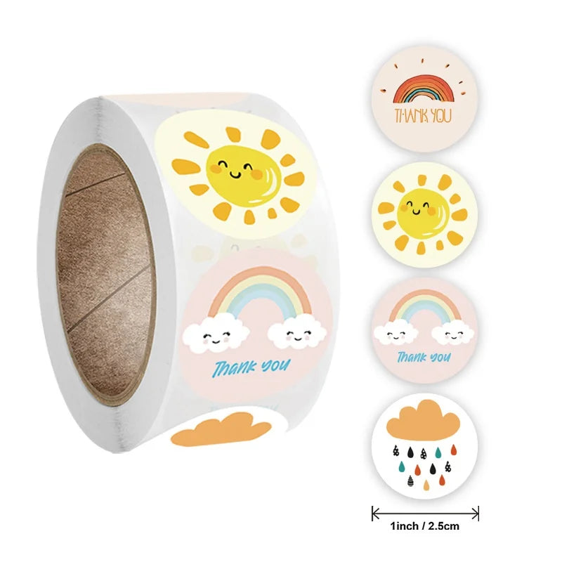 100-500pcs Cute Cartoon Sticker Rainbow Sun Labels Scrapbook Gift Decor Sealing Stickers Children Stationery Stickers (ONLINE ORDER ONLY)
