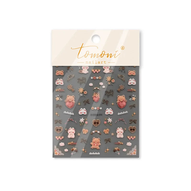 Cookies Chocolate Love Heart Flower Bowknot Rabbit Bunny Lace Bear Star Bouquet Rabbit Adhesive Nail Art Sticker Manicure Decal (ONLINE ORDER ONLY)