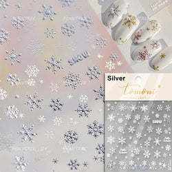 Shiny Pink Silver Hot Stamping Snow Adhesive Nail Art Sticker Snowflake Rhinestone Manicure Decal Nail Supplies for Professional (Online Order Only)