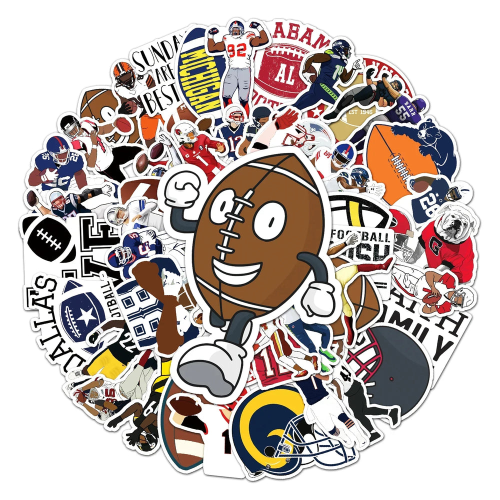 50Pcs Rugby Cartoon Waterproof Vinyl Stickers for Skateboard Snowboard (Online Order Only)