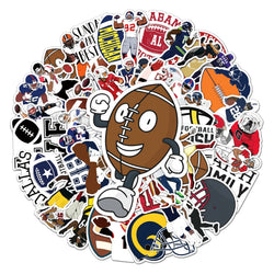 50Pcs Rugby Cartoon Waterproof Vinyl Stickers for Skateboard Snowboard (Online Order Only)