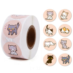 500pcs/Roll Cartoon Animal Stickers Anime Round Seal Diy Laptop Decals Stickers Cute Book Children Reward Kids Toy Gift (ONLINE ORDER ONLY)
