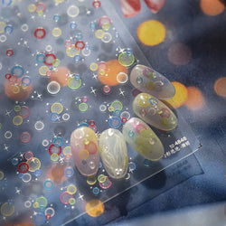 Colorful Bubbles Star Shiny Dreamy Glass Shards Flat 5D Soft Embossed Relief Self Adhesive Nail Art Sticker Chic Manicure Decal (ONLINE ORDER ONLY)