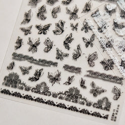 Lace Butterfly Hollow Out Fabric Romantic Flower Pattern Chic Adhesive Nail Art Sticker Rhinestone Manicure Decals Nail Supplies (ONLINE ORDER ONLY)